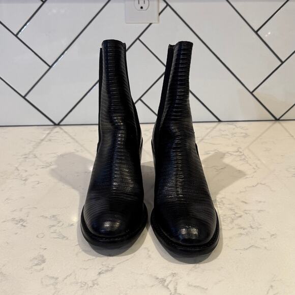 Matisse Mesmerize black textured leather pull-on chunky heel boots size 7 - Picture 2 of 8